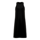 Detail shot highlighting the soft and stretchy fabric of the Everyday Merino Dress in black