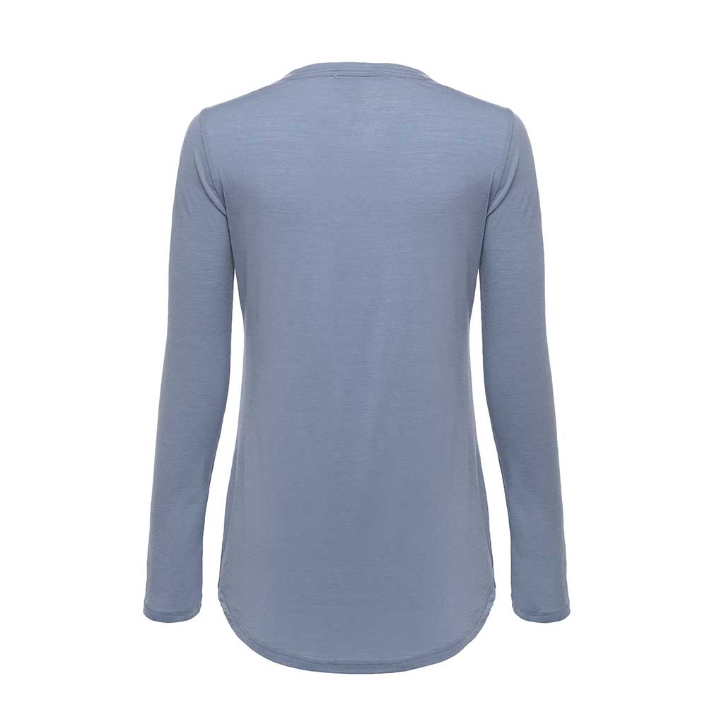 Womens Merino Long Sleeve Shirt - Blue - Made in America