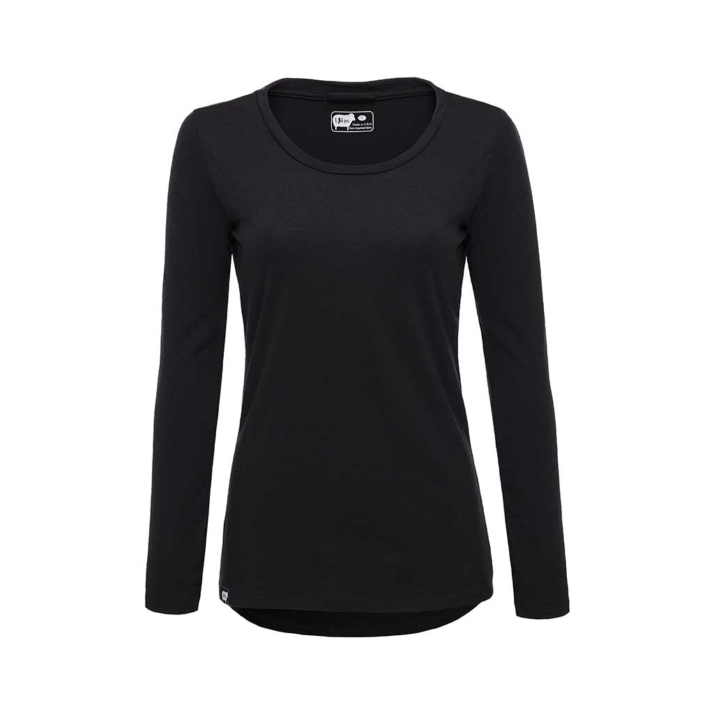 Womens Merino Long Sleeve Shirt - Black - Made in America