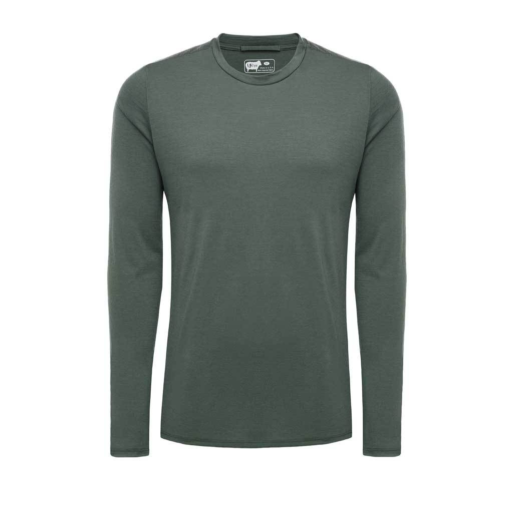 Mens Long Sleeve Merino Shirt - green - Made in America