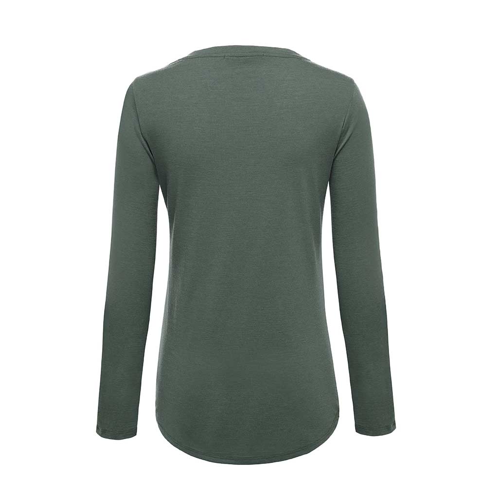Womens Merino Long Sleeve Shirt - Green - Made in America