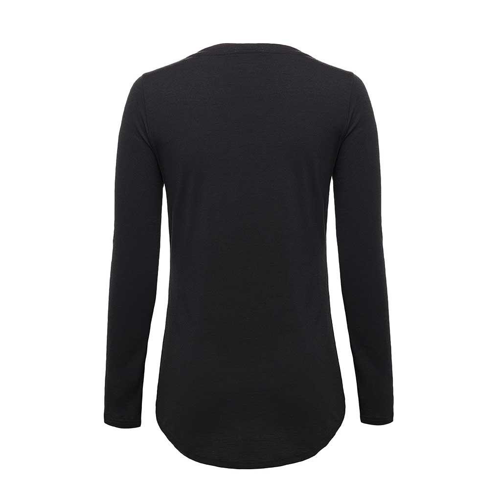 Womens Merino Long Sleeve Shirt - Black - Made in America